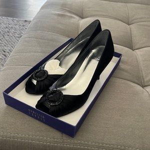 Stuart weitzman black satin shoes